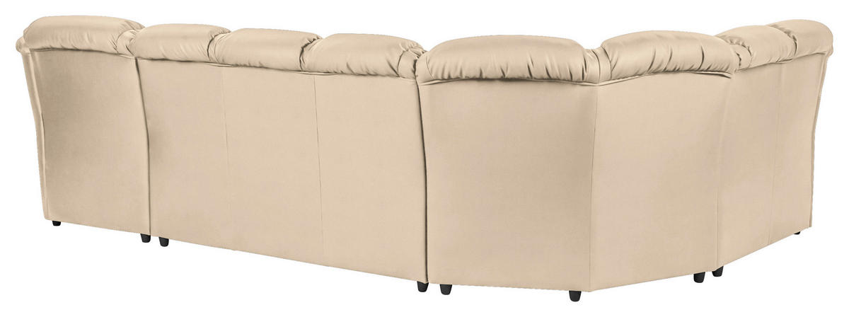 WOHNLANDSCHAFT in Lederlook Beige  - Beige/Schwarz, Konventionell, Kunststoff/Textil (216/333/165cm) - Livetastic