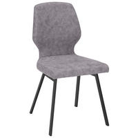 STUHL  in Eisen Mikrofaser  - Schwarz/Grau, Modern, Textil/Metall (46/91/61cm) - Venda