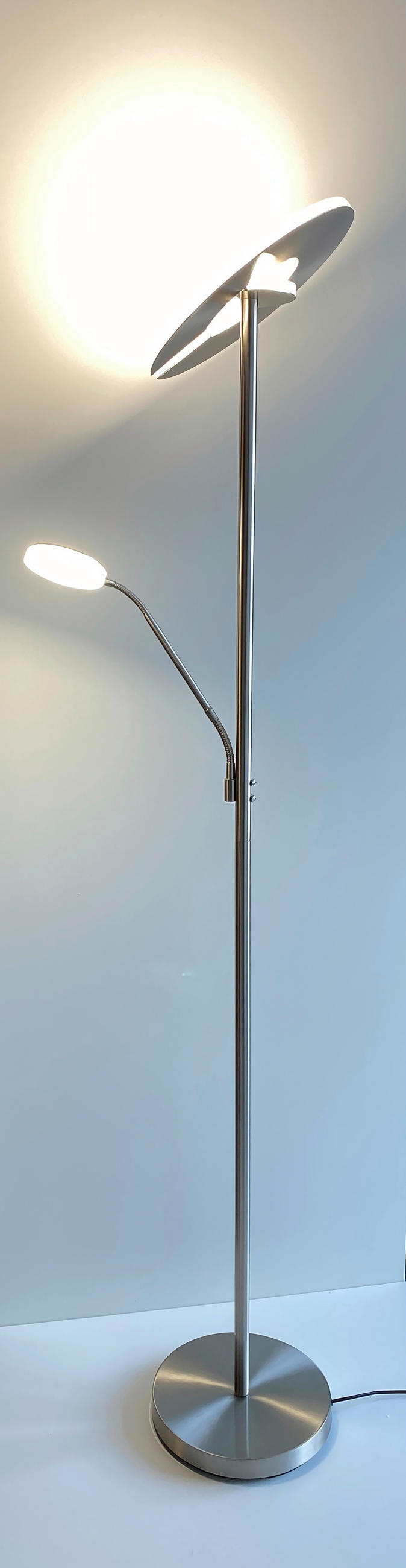 LED-STEHLEUCHTE - Weiss/Nickelfarben, Design, Metall (35/180cm) - Fischer & Honsel