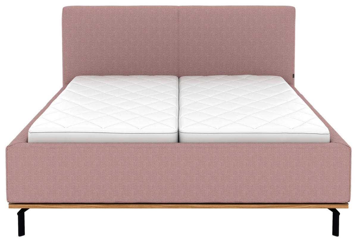 POLSTERBETT Matratze, Lattenrost, Bettkasten 180/200 cm  in Altrosa  - Graphitfarben/Altrosa, Design, Holz/Textil (180/200cm) - Musterring