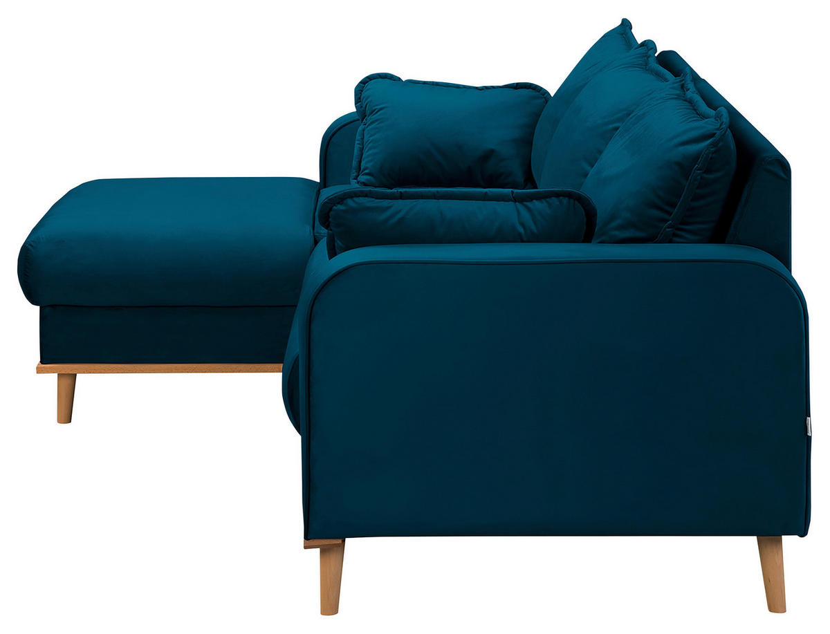 ECKSOFA Mikrofaser Blau  - Wengefarben/Blau, Design, Holz/Textil (150/230cm) - Livetastic