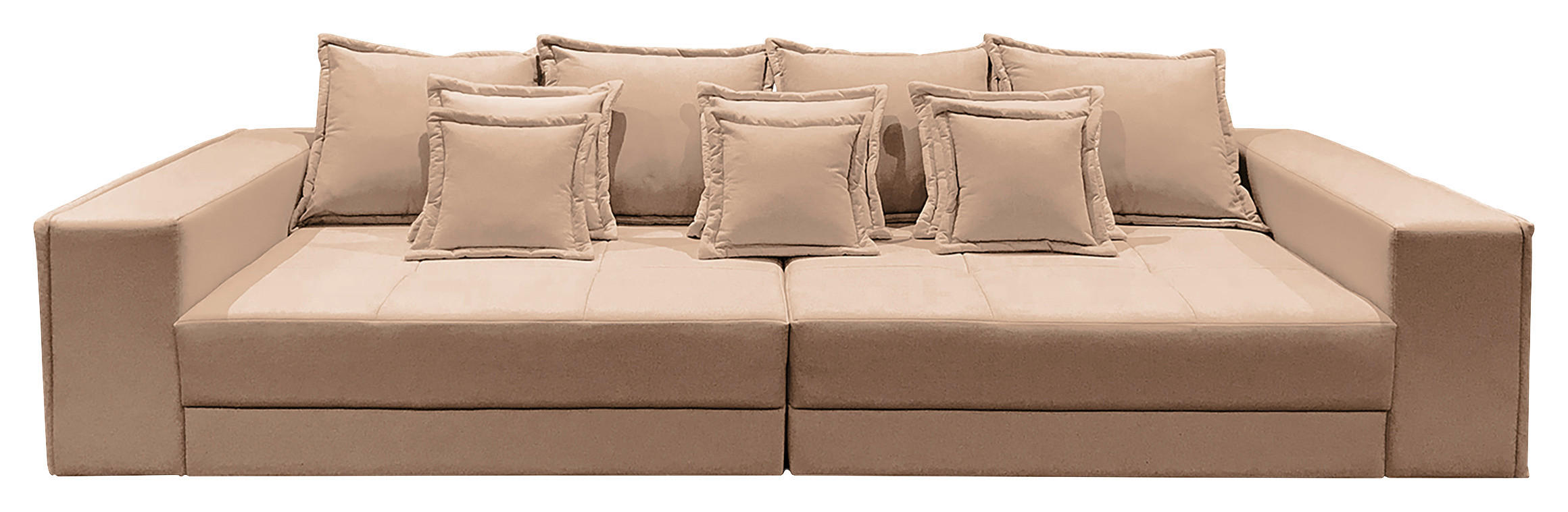 BIGSOFA Pescara in Textilgeflecht Cappuccino  - Schwarz/Hellblau, Design, Kunststoff/Textil (289/85/110cm) - Livetastic