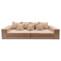 BIGSOFA Pescara in Textilgeflecht Cappuccino  - Schwarz/Hellblau, Design, Kunststoff/Textil (289/85/110cm) - Livetastic