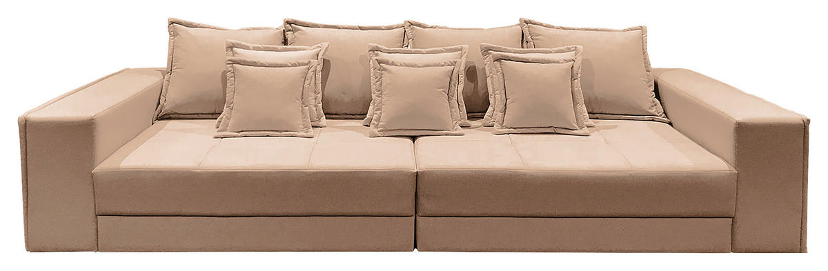 BIGSOFA Pescara in Textilgeflecht Cappuccino  - Schwarz/Hellblau, Design, Kunststoff/Textil (289/85/110cm) - Livetastic