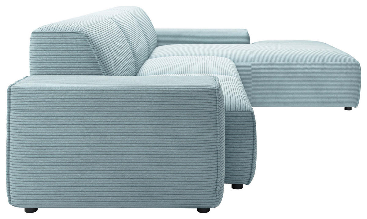 ECKSOFA in Cord Hellblau  300/189 cm  - Schwarz/Hellblau, Design, Kunststoff/Textil (300/189cm) - Pure Home Lifestyle