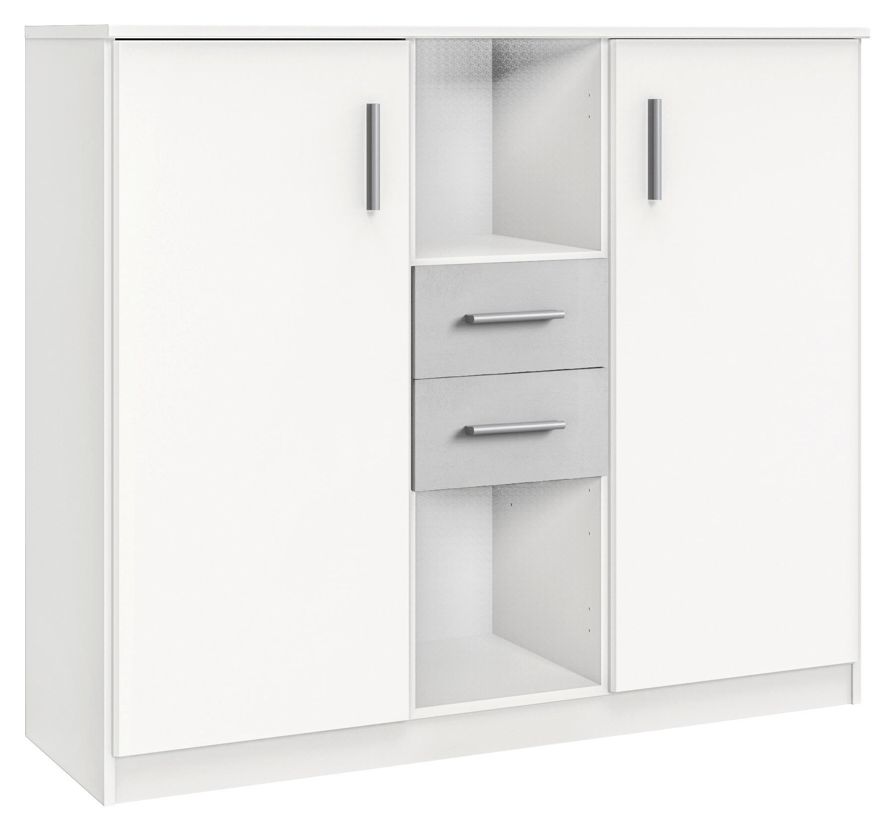 SIDEBOARD  122/105/41 cm 2 Schublade(n)  - Alufarben/Weiß, KONVENTIONELL, Holzwerkstoff/Kunststoff (122/105/41cm) - Boxxx