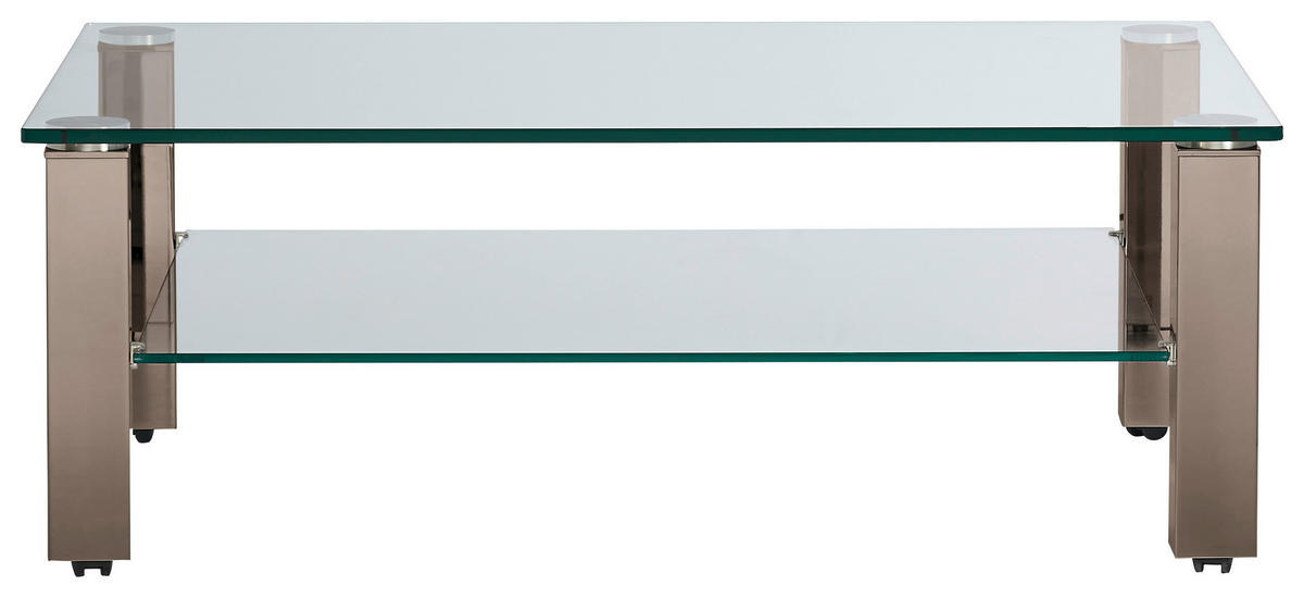 COUCHTISCH in Metall, Glas 110/70/42,5 cm  - Beige/Grau, Design, Glas/Kunststoff (110/70/42,5cm)