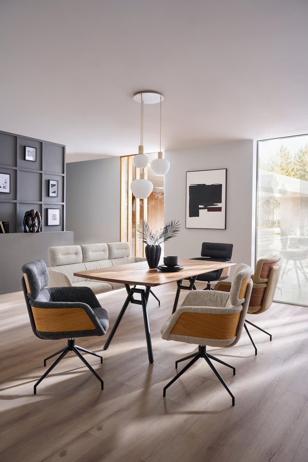 ESSTISCH 180/100/76 cm Echtholz  Holz Freiform Schwarz, Eichefarben  - Eichefarben/Schwarz, Design, Holz/Metall (180/100/76cm) - Valnatura