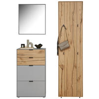 GARDEROBE  in 128,8/205,5/37,1 cm  - Eichefarben/Hellgrau, Design, Glas/Holz (128,8/205,5/37,1cm) - Dieter Knoll
