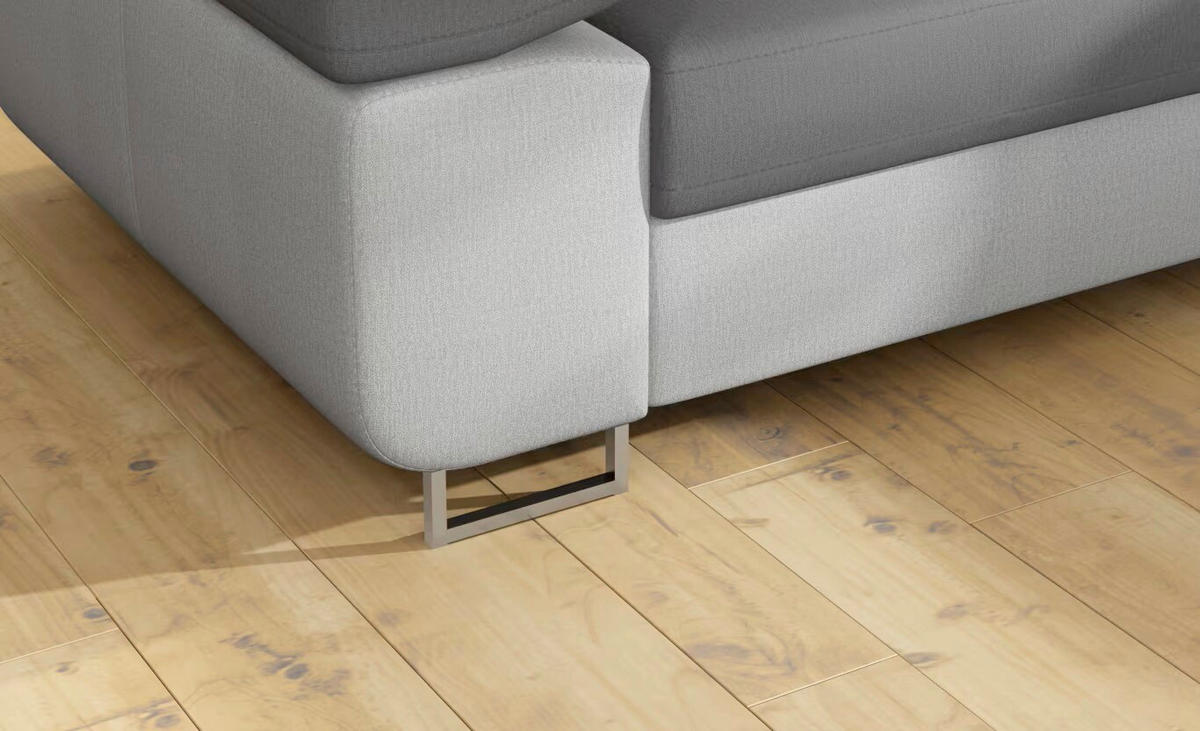 ECKSOFA  Grau, Hellgrau Textilgeflecht  - Chromfarben/Hellgrau, Design, Textil/Metall (272/203cm) - MID.YOU