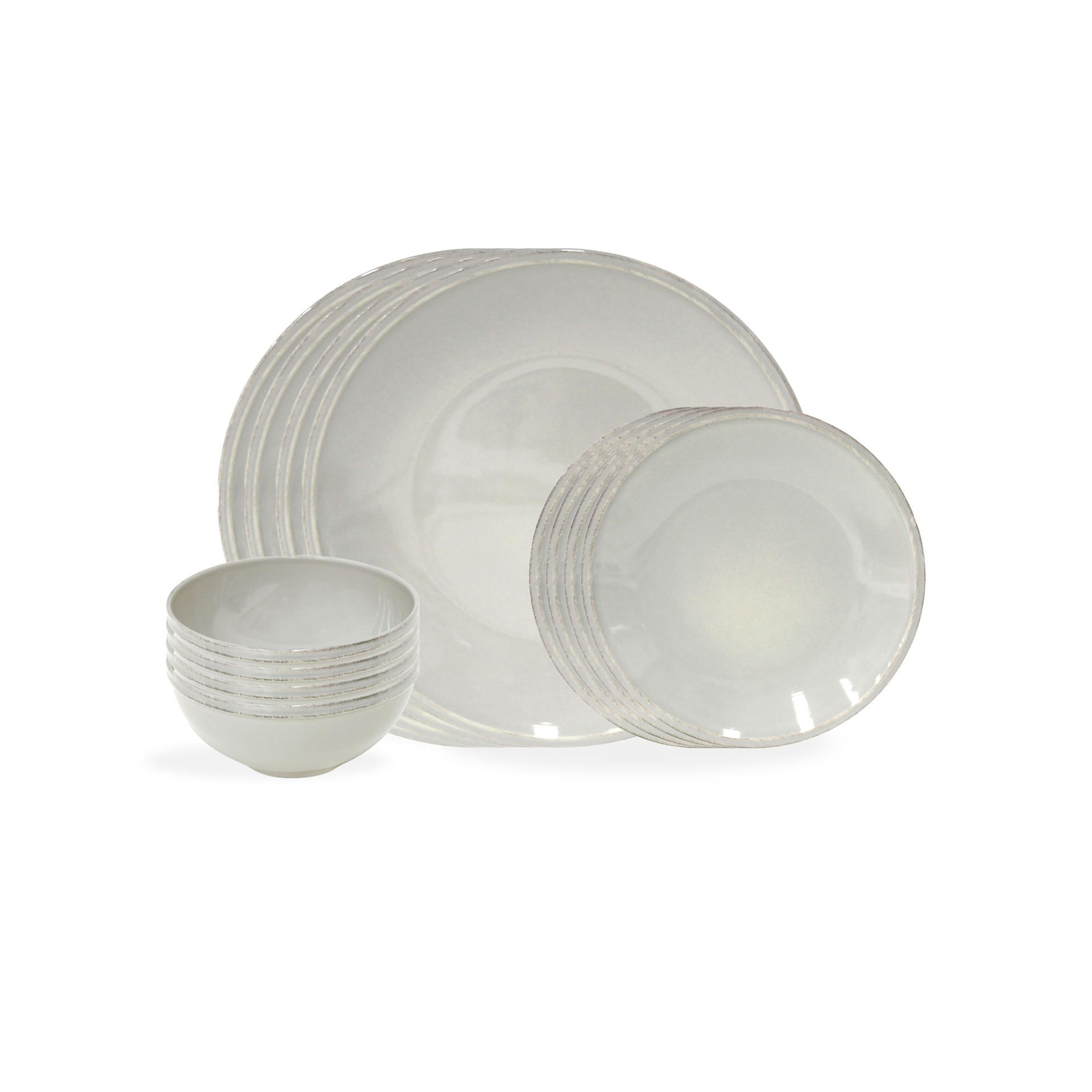 KOMBISERVICE Grau FRISO 12-teilig 4 Personen  - Grau, Basics, Keramik - Costa Nova