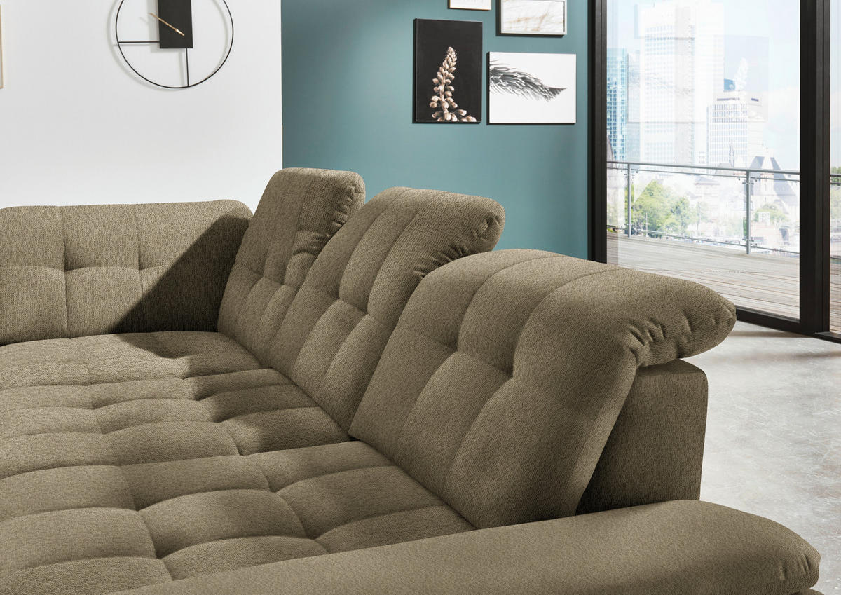 ECKSOFA in Chenille Olivgrün  - Chromfarben/Olivgrün, Design, Textil/Metall (260/310cm) - Beldomo Speed