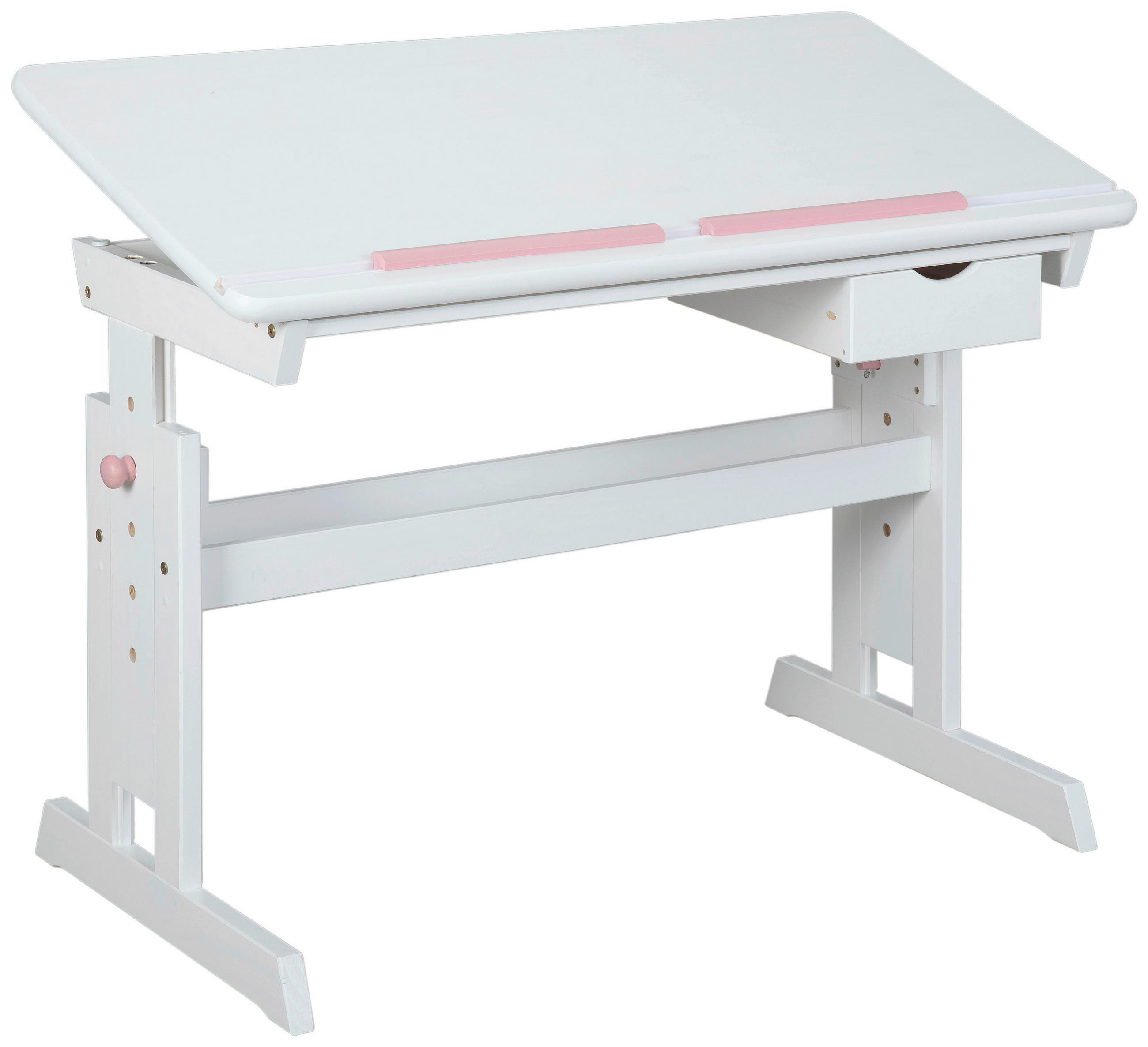 SKRIVBORD UNGDOM 109/55/63-96 cm  i vit, rosa, blå  - vit/blå, Basics, trämaterial/trä (109/55/63-96cm) - MID.YOU