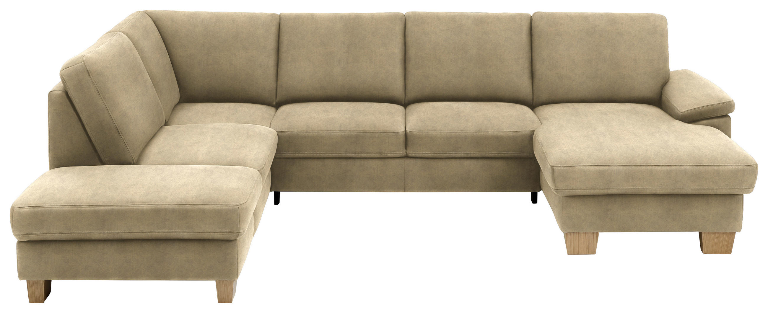 WOHNLANDSCHAFT in Velours Cappuccino  - Eichefarben/Cappuccino, Konventionell, Holz/Textil (235/316/167cm) - Beldomo System