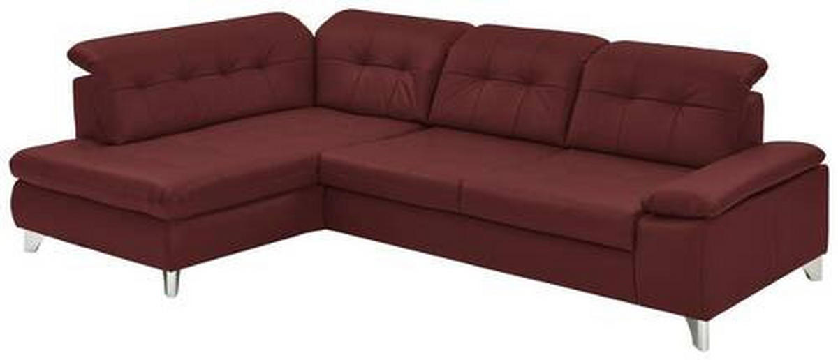 ECKSOFA in Echtleder Brombeere  - Brombeere, Basics, Leder/Metall (211/309cm) - Beldomo Speed