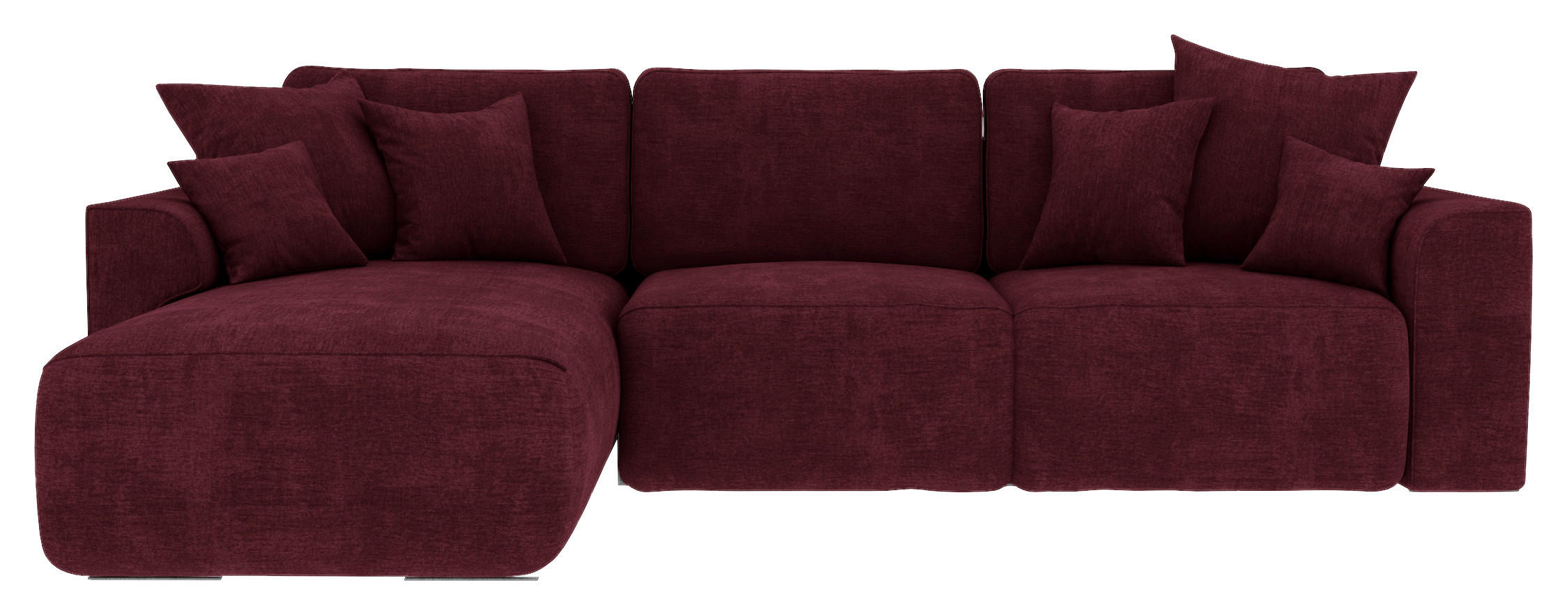 ECKSOFA Bordeaux Samt  - Chromfarben/Bordeaux, KONVENTIONELL, Kunststoff/Textil (195/293cm) - Carryhome