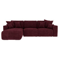 ECKSOFA in Samt Bordeaux  195/293 cm  - Chromfarben/Bordeaux, KONVENTIONELL, Kunststoff/Textil (195/293cm) - Carryhome