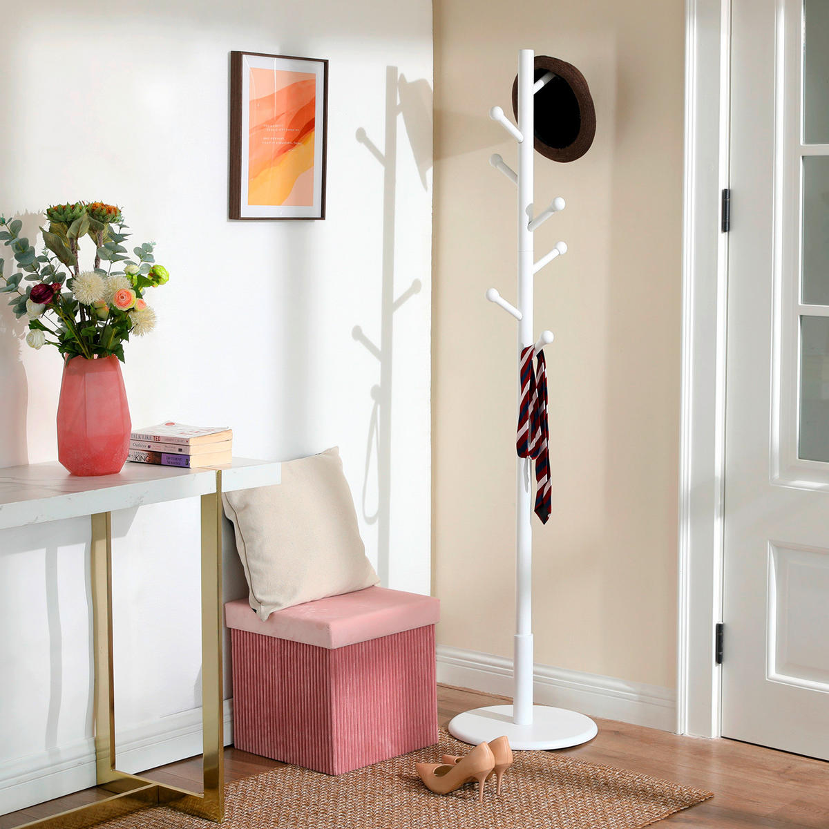 GARDEROBENSTÄNDER in Weiß 38/175/38 cm   - Weiß, Trend, Holz (38/175/38cm) - Boxxx
