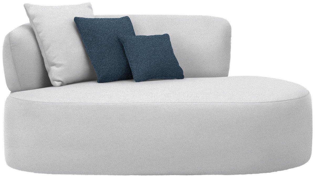 RÉCAMIERE  in Plüsch Hellgrau, Dunkelblau  - Hellgrau/Schwarz, MODERN, Kunststoff/Textil (166/86/105cm) - Hom`in