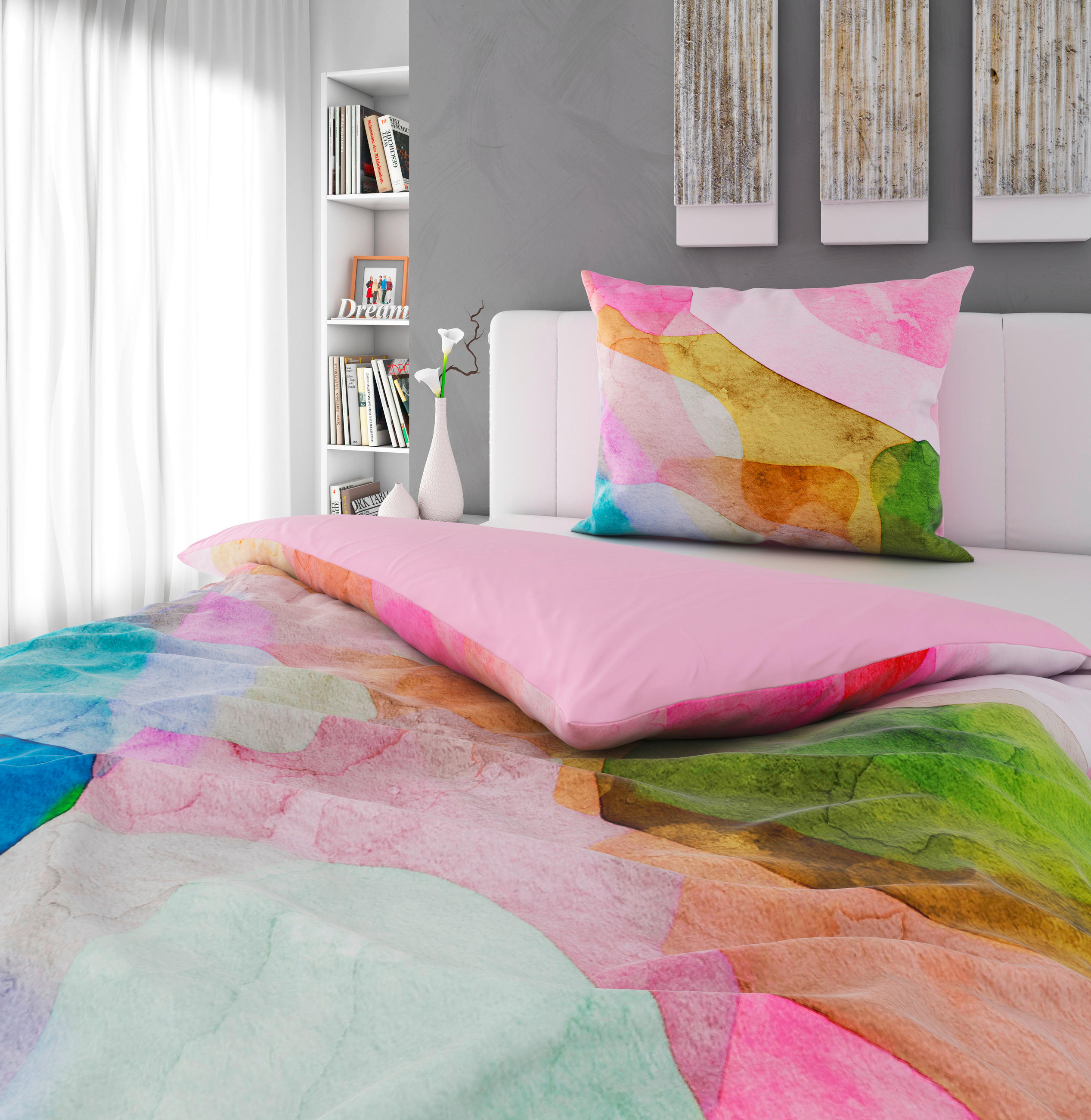 POSTEĽNÁ BIELIZEŇ, satén, viacfarebná, 140/200 cm - viacfarebná, Trend, textil (140/200cm) - Esposa