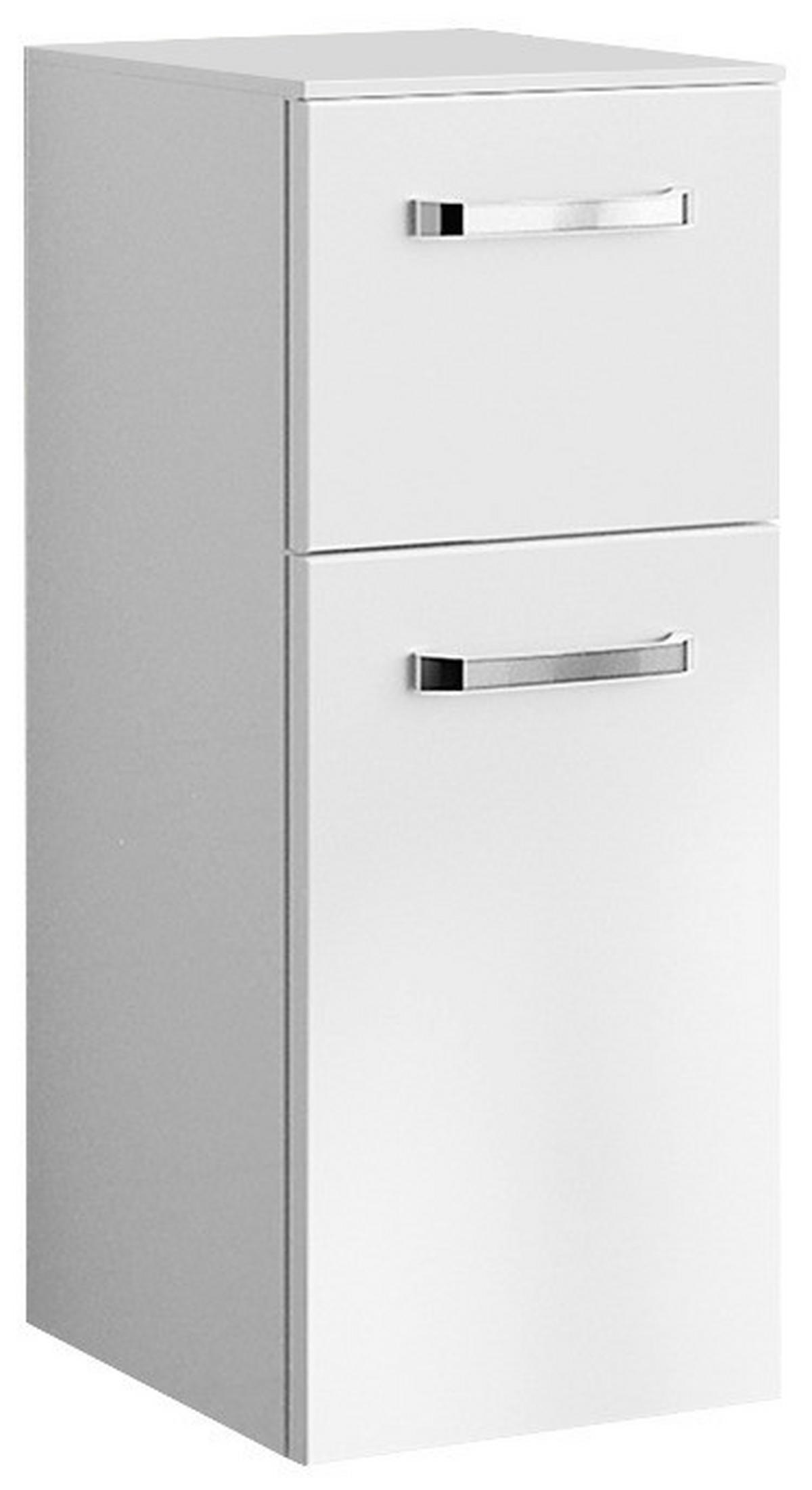 ALSÓSZEKRÉNY 30/73,2/33 cm  - krómszínű/magasfényű fehér, Konventionell, faalapú anyag/Üveg (30/73,2/33cm) - Sadena