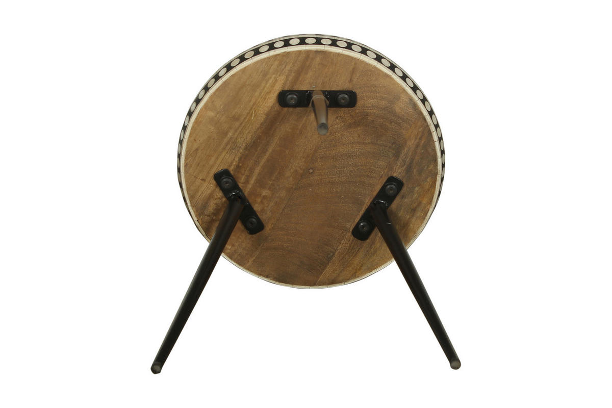NACHTTISCH 35/42/35 cm  in massiv Mangoholz Naturfarben, Schwarz, Weiß  - Schwarz/Naturfarben, MODERN, Holz/Metall (35/42/35cm) - MID.YOU