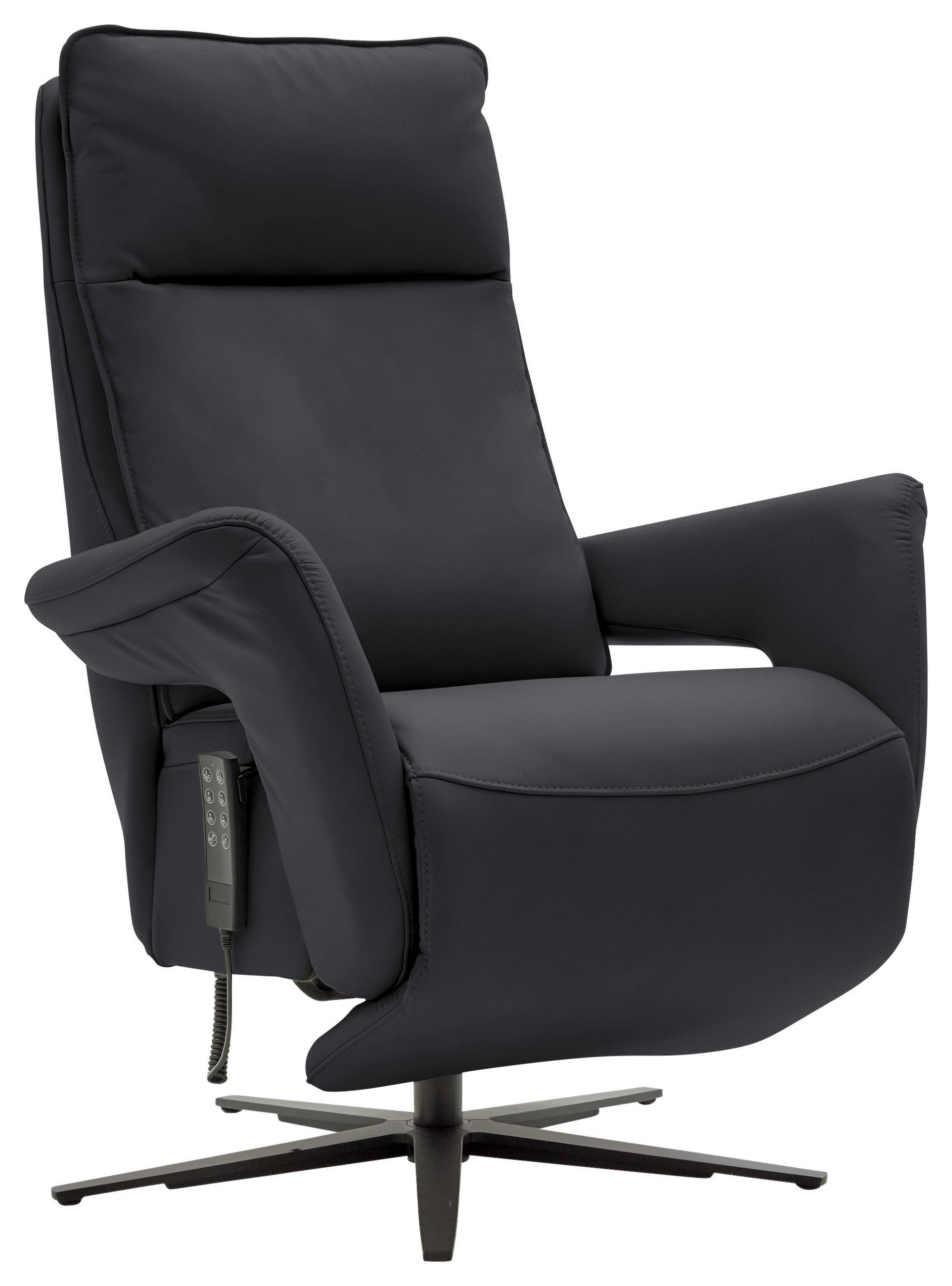RELAXSESSEL in Leder Anthrazit  - Anthrazit/Schwarz, Design, Leder/Metall (83/116/87cm) - Valdera