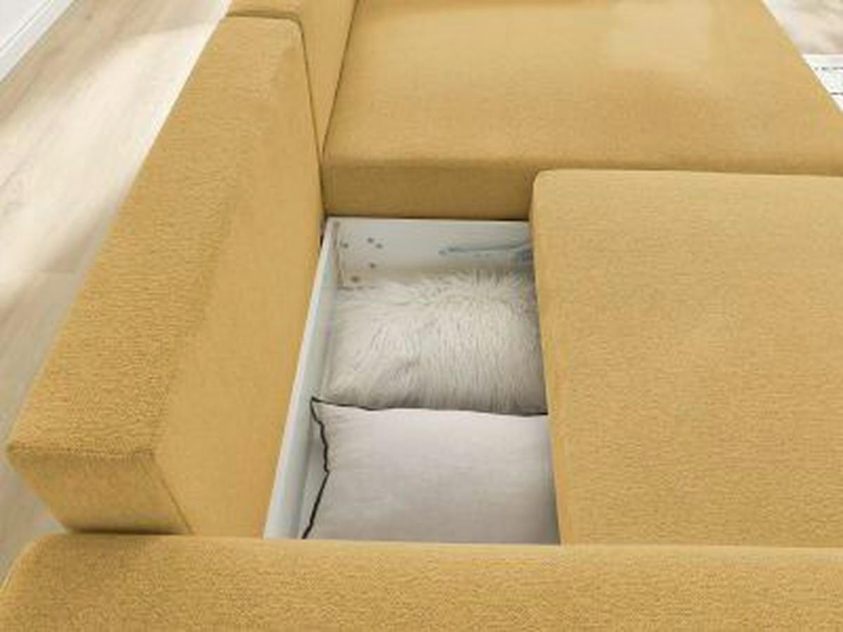 ECKSOFA Ottomane rechts  ATILLA Gelb Flachgewebe  - Gelb/Schwarz, MODERN, Kunststoff/Textil (244/149cm)