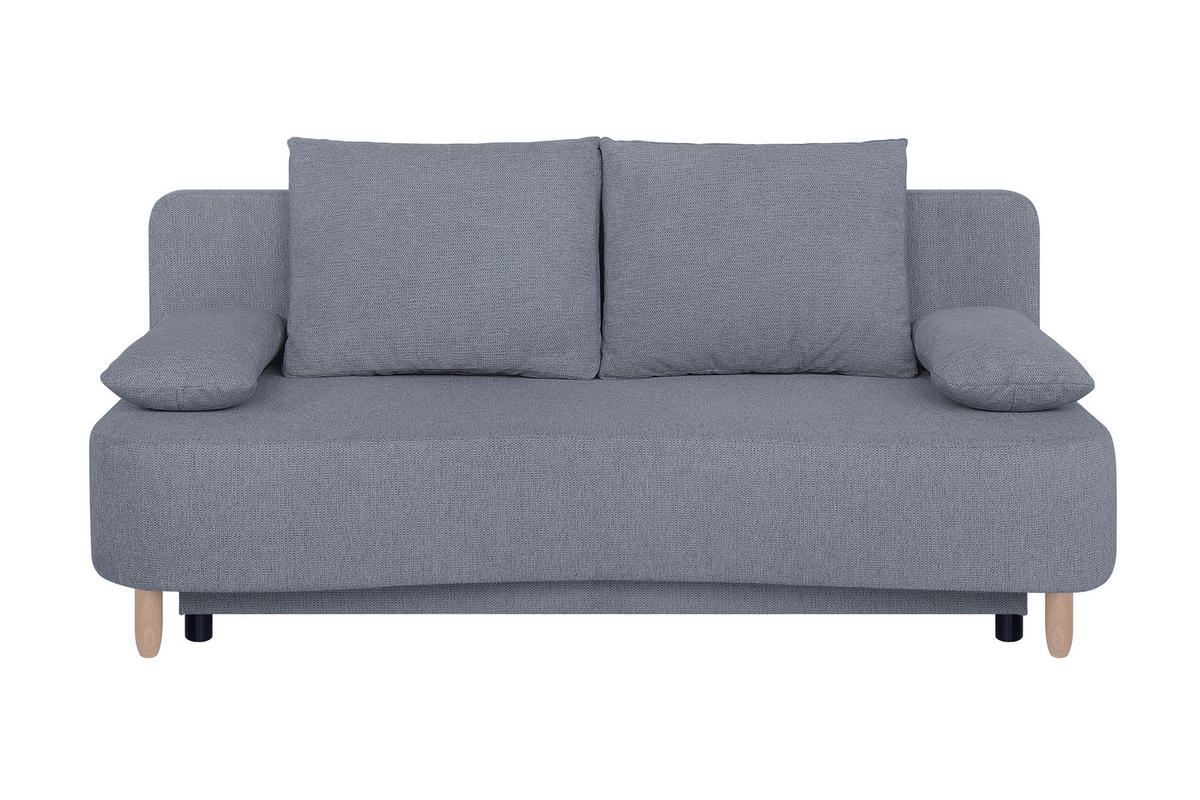 SCHLAFSOFA  mit Webstoff Dunkelgrau  - Dunkelgrau/Buchefarben, Design, Holz/Kunststoff (193/86/85cm) - P & B