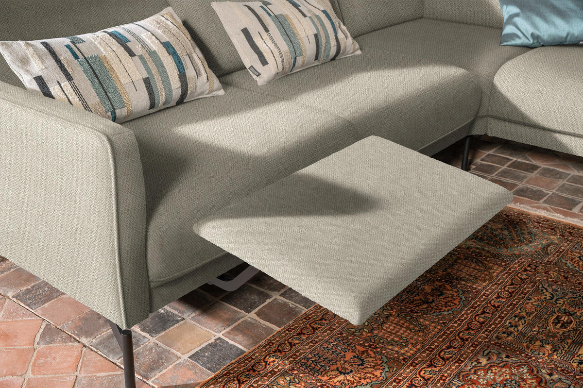 ECKSOFA in Flachgewebe, Struktur Beige  - Anthrazit/Beige, Design, Textil/Metall (254/230cm) - Johann Jakob