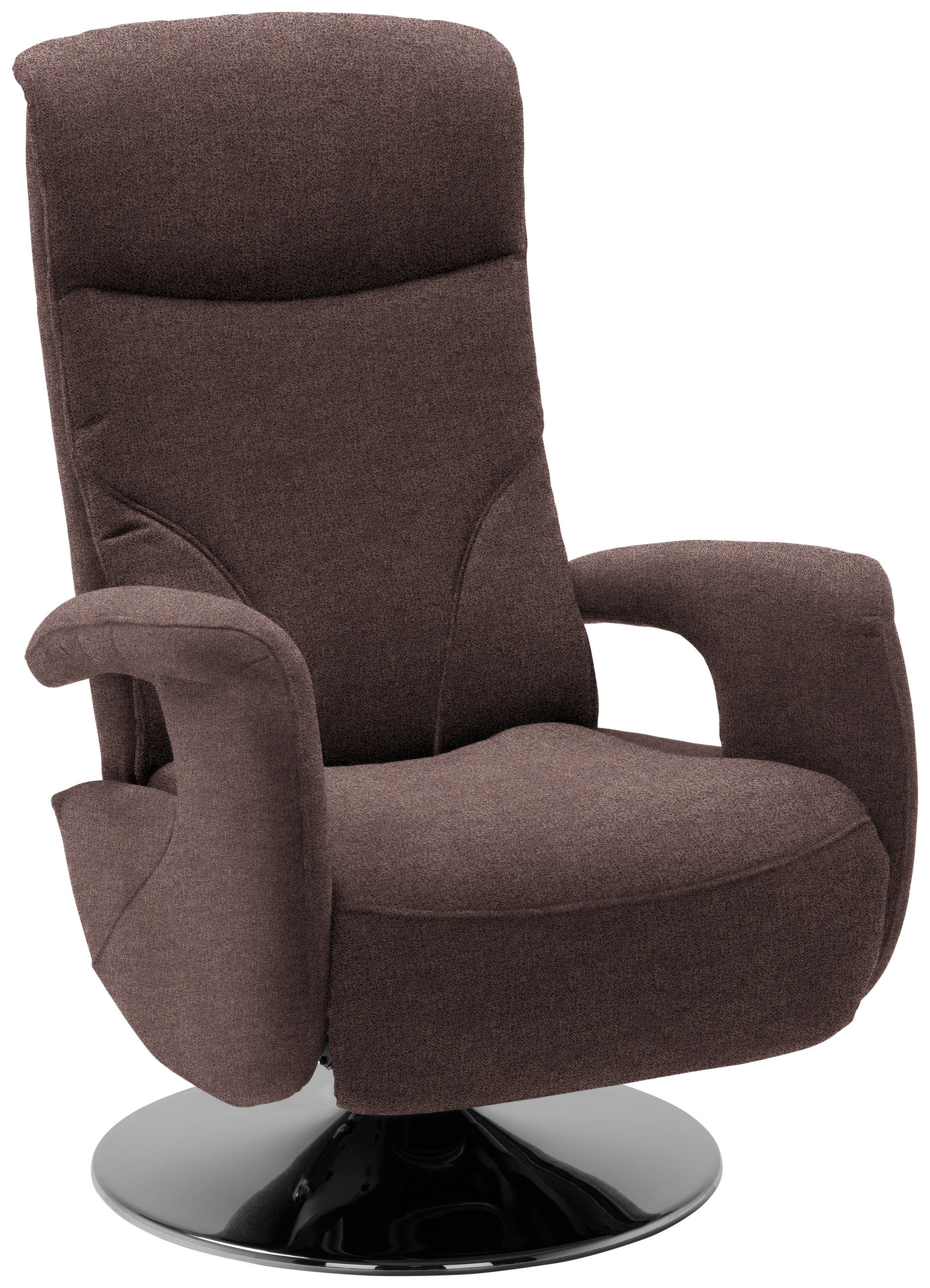 RELAXSESSEL Chenille, Mikrofaser Relaxfunktion, Kopfteilverstellung    - Chromfarben/Braun, Design, Textil/Metall (71/110/83cm) - Dieter Knoll