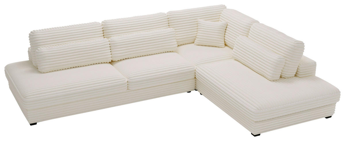 ECKSOFA in Cord, Plüsch Beige  - Beige/Schwarz, Design, Kunststoff/Textil (332/244cm) - Livetastic