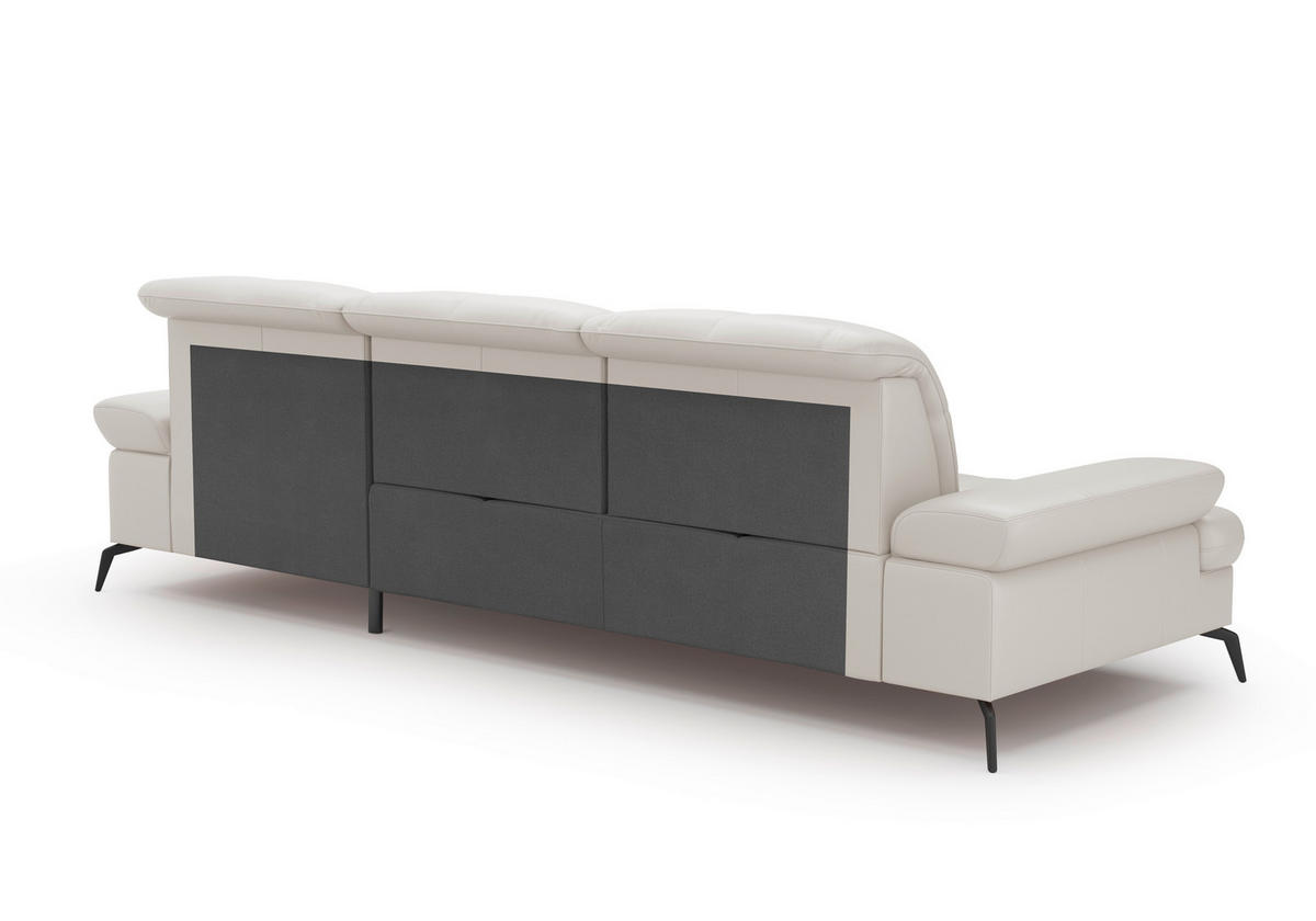 ECKSOFA in Vliesstoff Kombination Echtleder/Stoff Weiss  - Weiss/Schwarz, Konventionell, Leder/Textil (279/185cm) - Sit & More