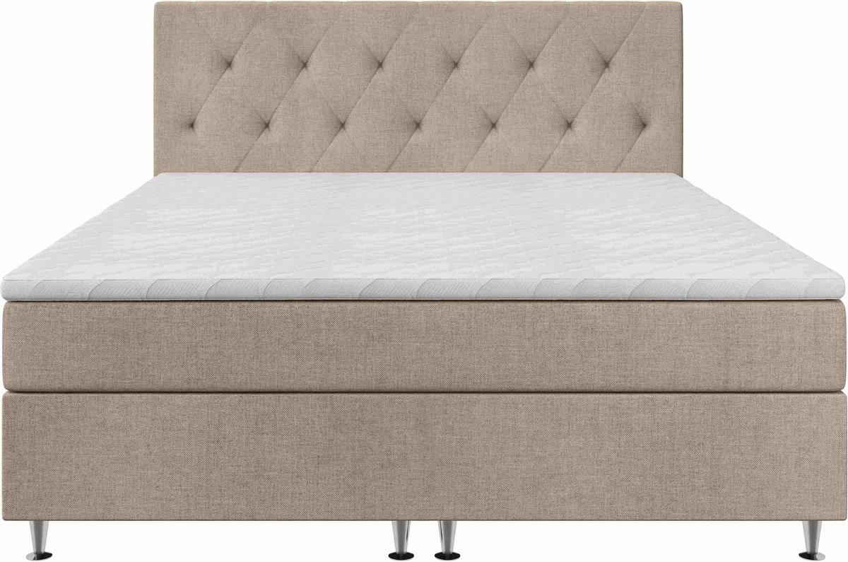 BOXSPRINGBETT 140/200 cm  in Beige  - Beige/Silberfarben, KONVENTIONELL, Textil/Metall (140/200cm) - Chameo