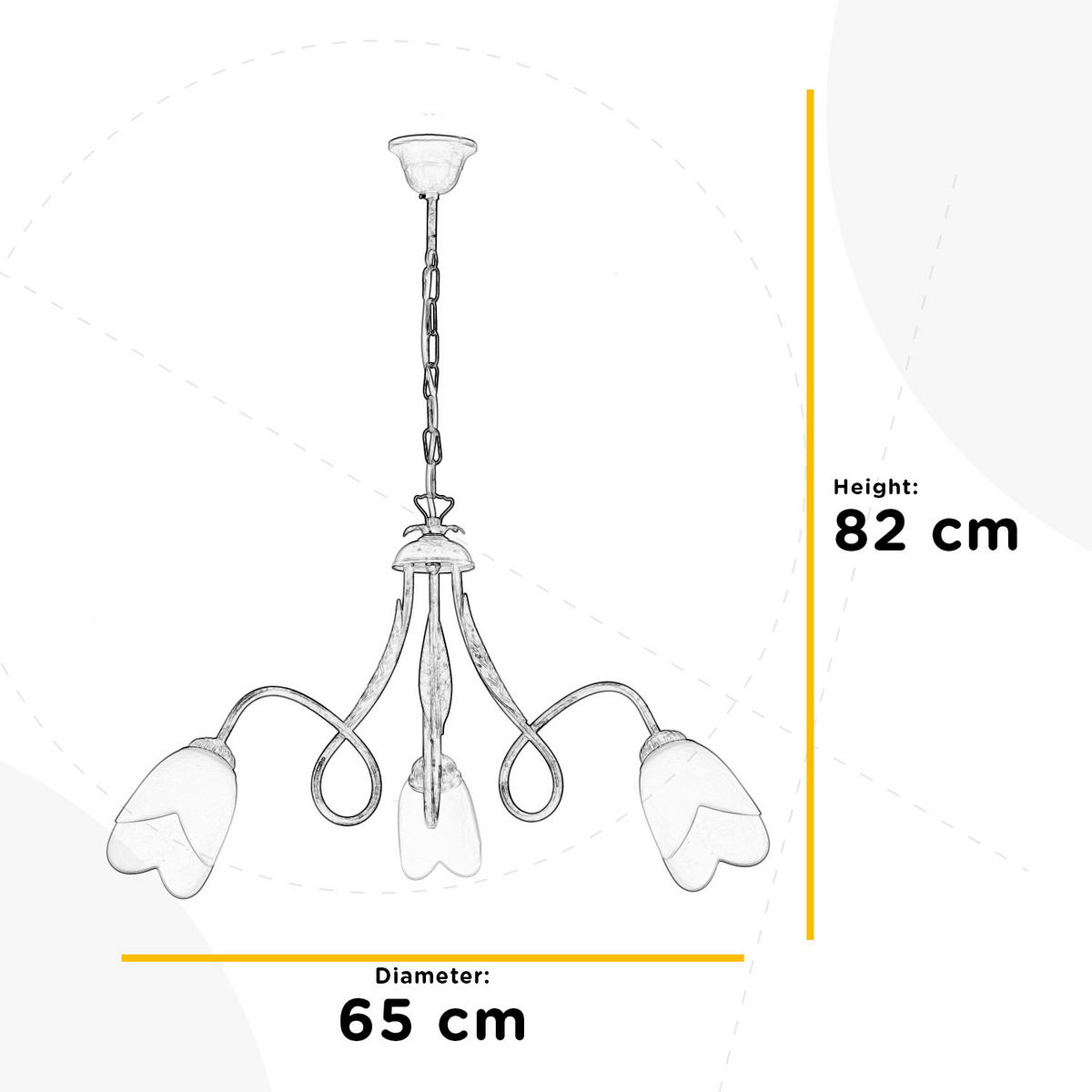KRONLEUCHTER 65/82 cm   - Bronzefarben, KONVENTIONELL, Glas/Metall (65/82cm)