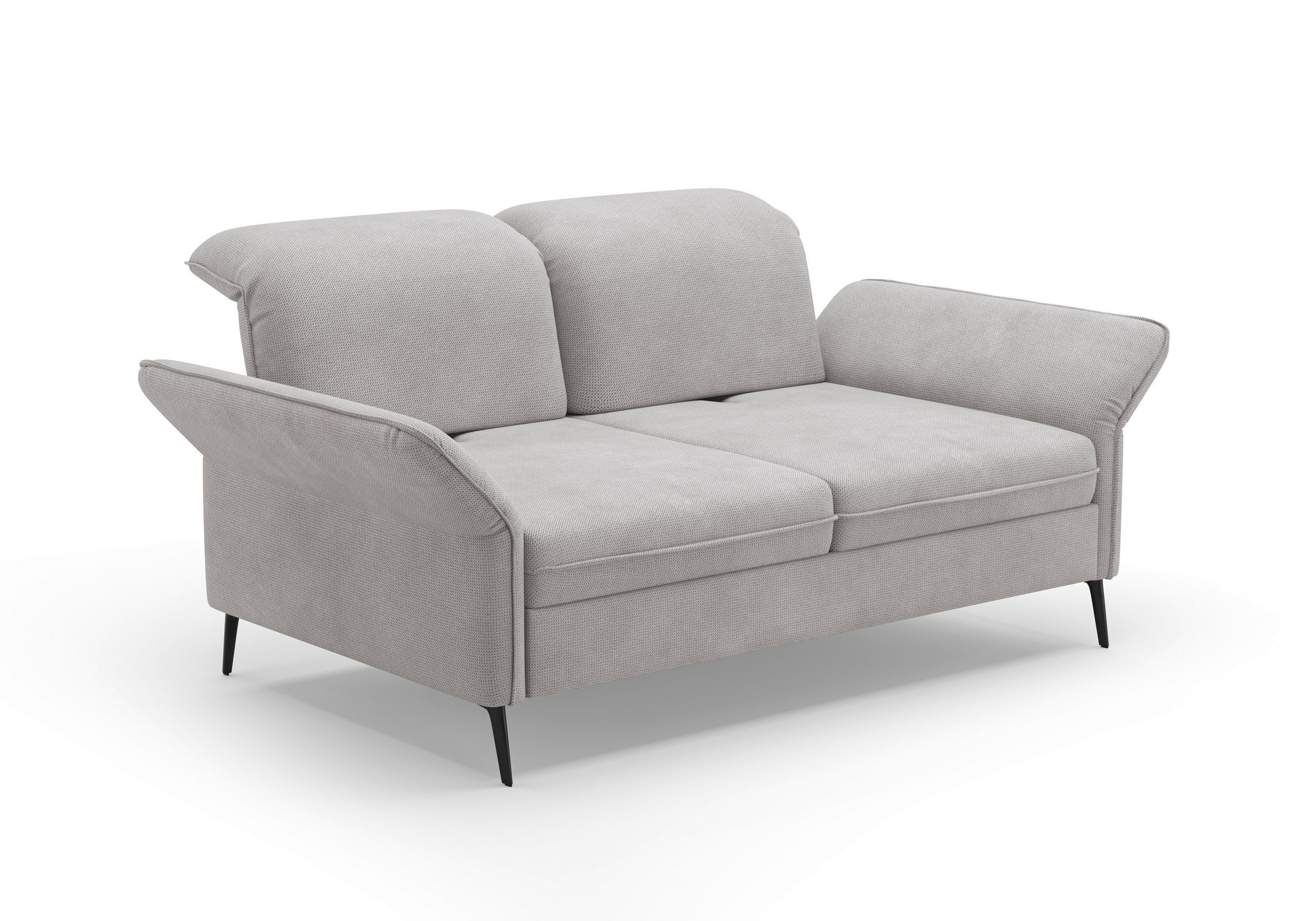 3-SITZER-SOFA in Flachgewebe Silberfarben  - Silberfarben/Schwarz, Konventionell, Textil/Metall (199/92/123cm) - Sit & More