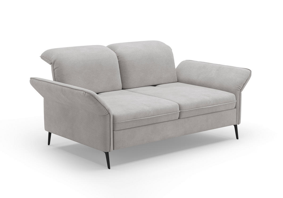 2,5-SITZER in Flachgewebe Silberfarben  - Silberfarben/Schwarz, KONVENTIONELL, Textil/Metall (189/92/123cm) - Sit & More