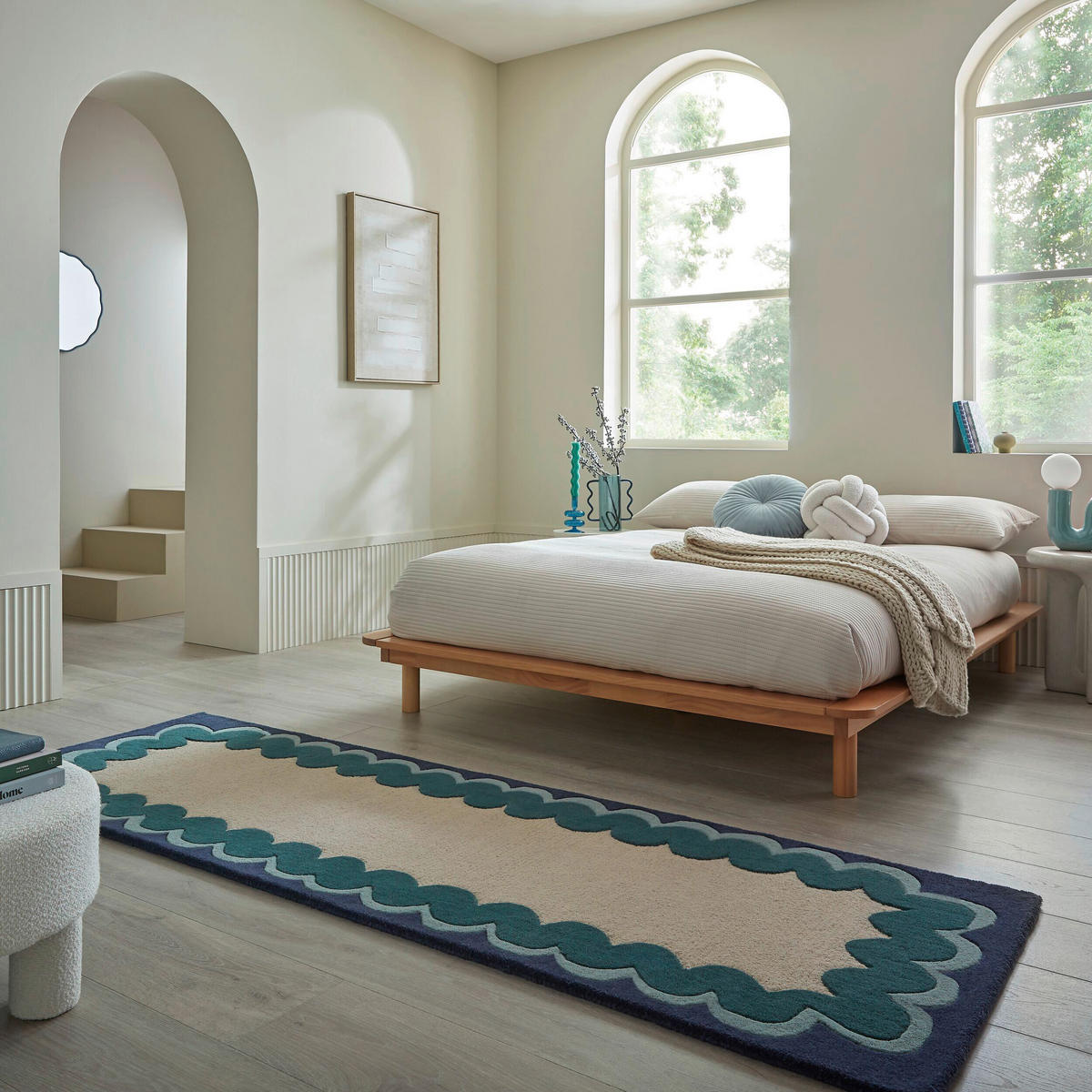 WOLLTEPPICH 80/230 cm Wiggle Petrol rechteckig  - Petrol, Basics, Textil (80/230cm) - Flair Rugs