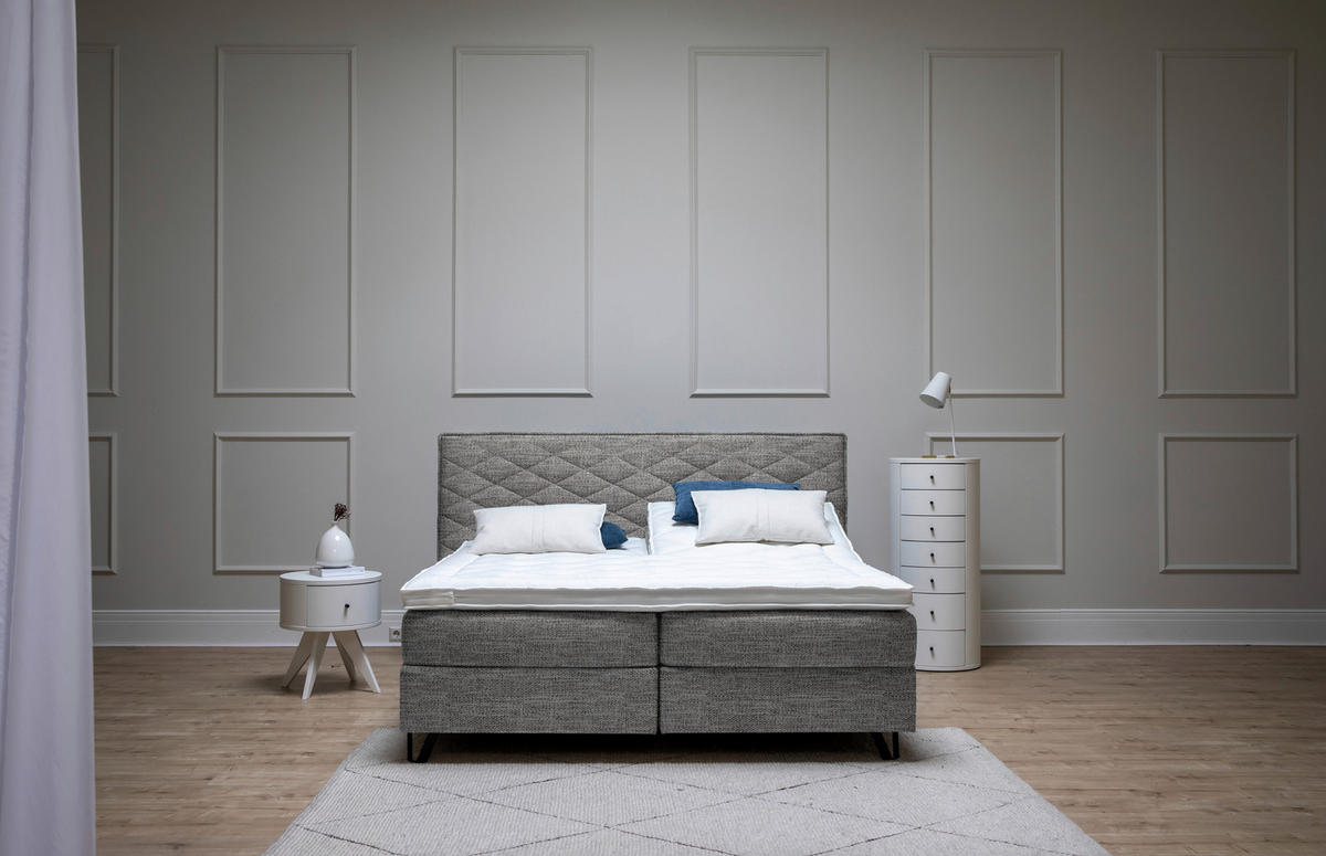 BOXSPRINGBETT 160/200 cm  in Anthrazit  - Anthrazit/Schwarz, Konventionell, Holz/Textil (160/200cm) - Sjöholm