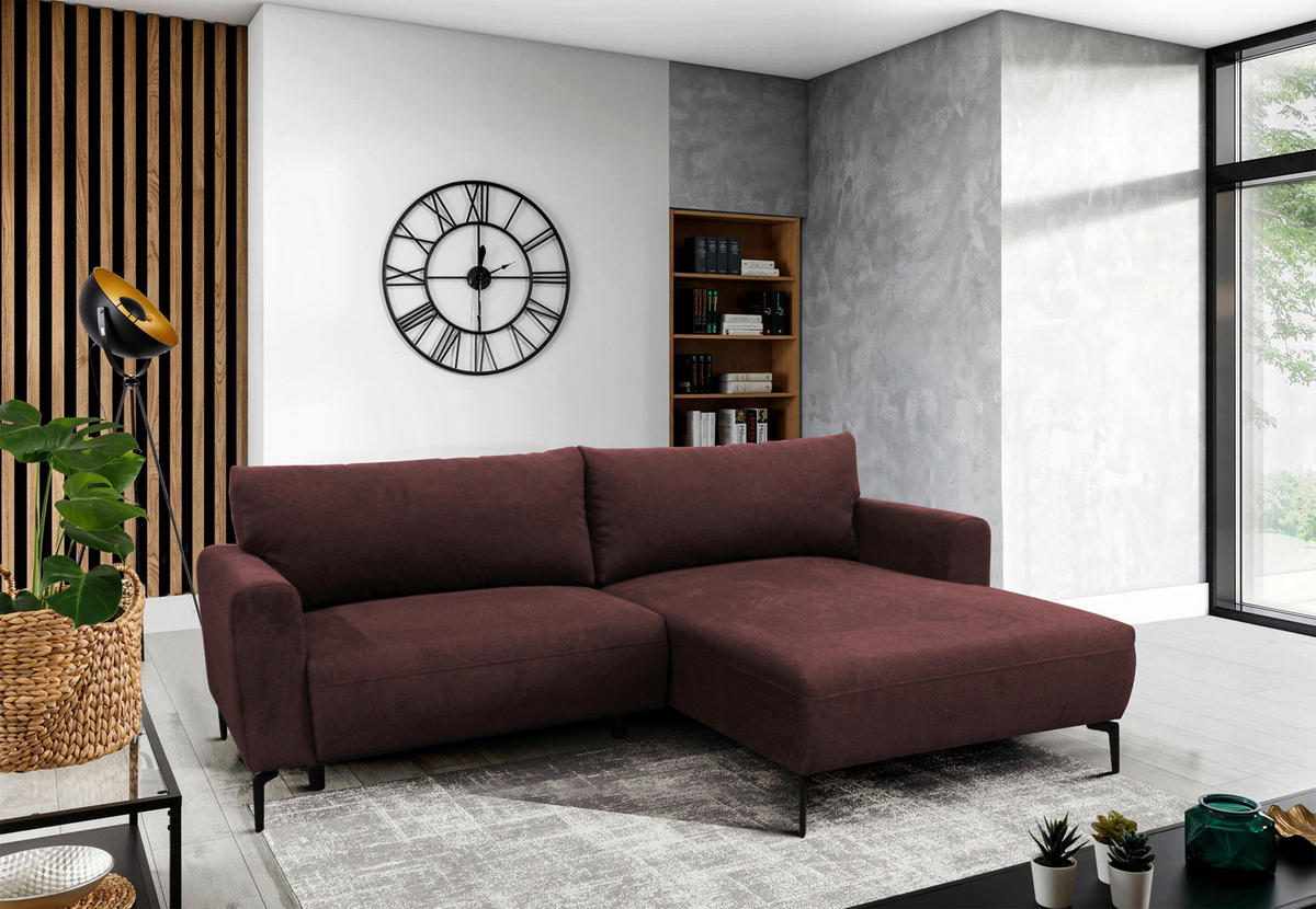 ECKSOFA Rot Flachgewebe  - Rot/Schwarz, Design, Textil/Metall (240/163cm) - MID.YOU