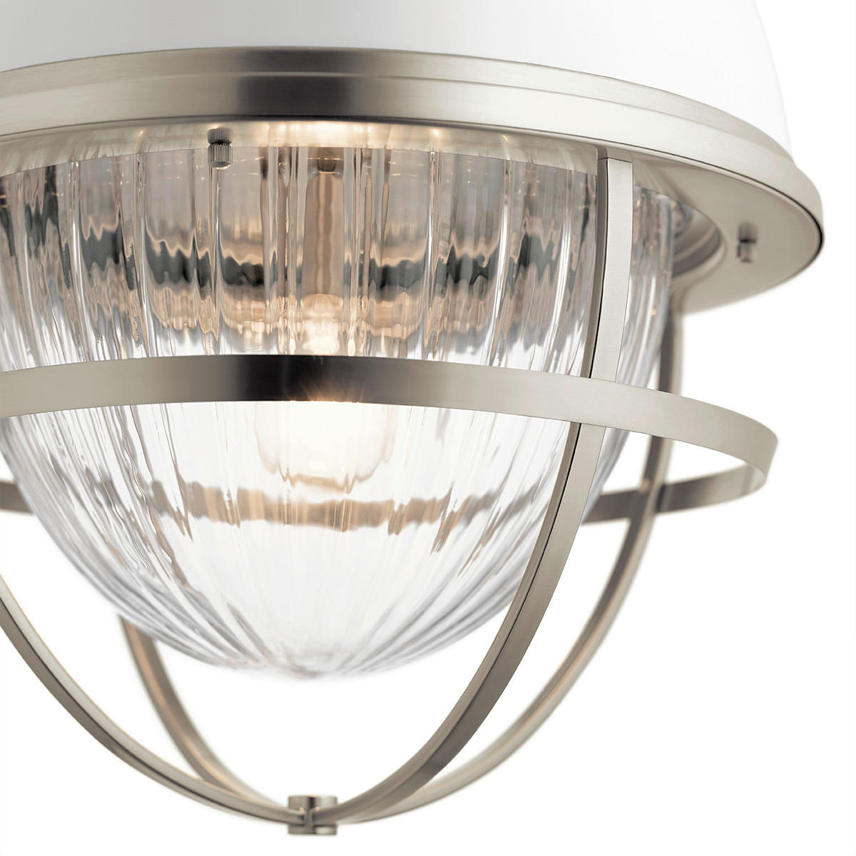 HÄNGELEUCHTE 40.8/75.1 cm    - Weiss/Nickelfarben, Design, Glas/Metall (40.8/75.1cm) - Elstead Lighting