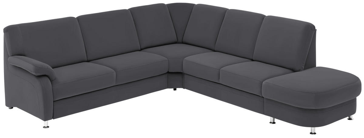 ECKSOFA in Flachgewebe Grau  - Alufarben/Grau, Konventionell, Textil/Metall (269/287cm) - Beldomo System