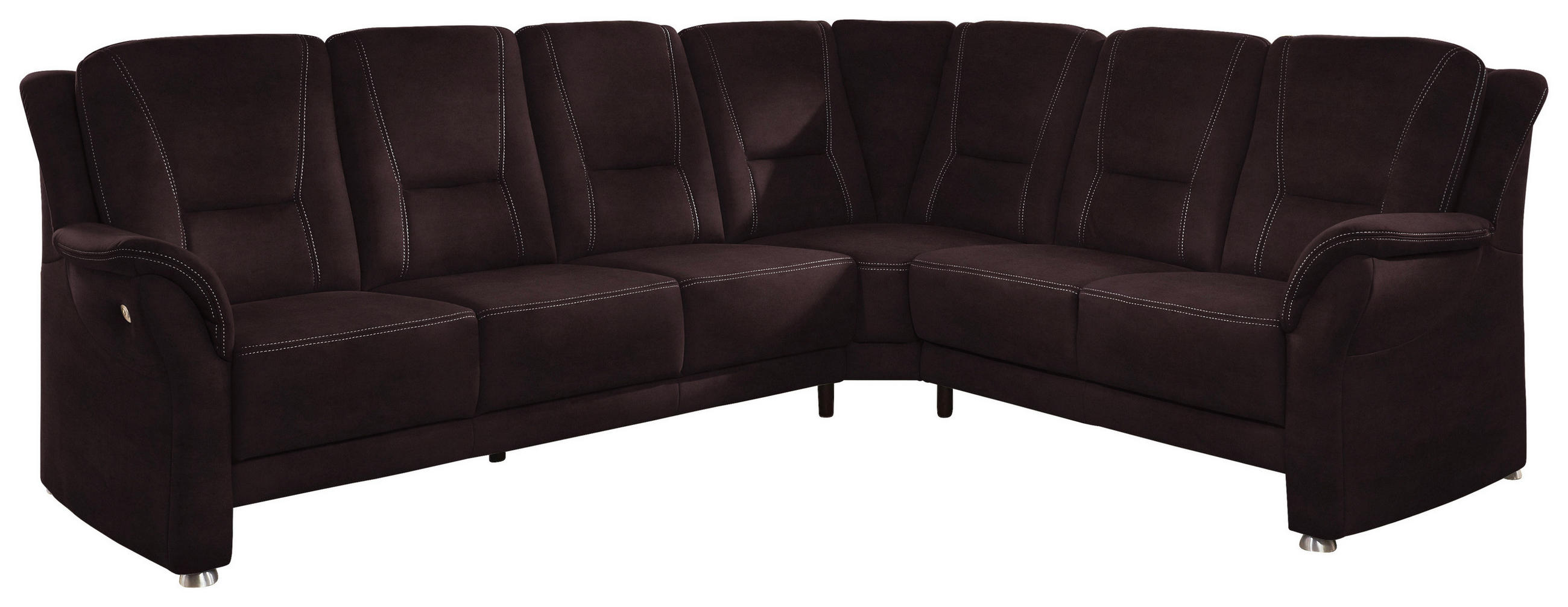 ECKSOFA in Mikrofaser Dunkelbraun  275/223 cm  - Dunkelbraun/Beige, KONVENTIONELL, Textil/Metall (275/223cm) - Beldomo Comfort