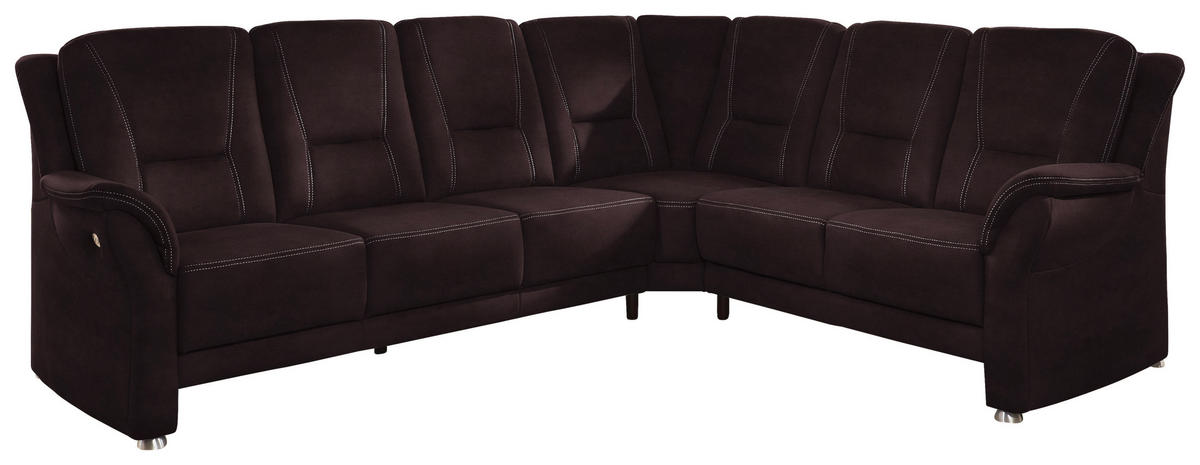 ECKSOFA in Mikrofaser Dunkelbraun  275/223 cm  - Dunkelbraun/Beige, KONVENTIONELL, Textil/Metall (275/223cm) - Beldomo Comfort