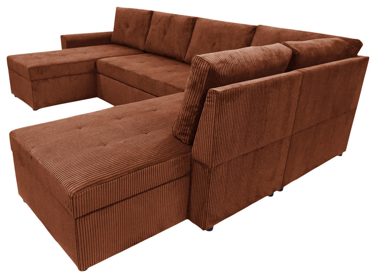 WOHNLANDSCHAFT TERMOLI Rostfarben Cord  - Rostfarben/Schwarz, Design, Kunststoff/Textil (155/300/212cm) - MID.YOU