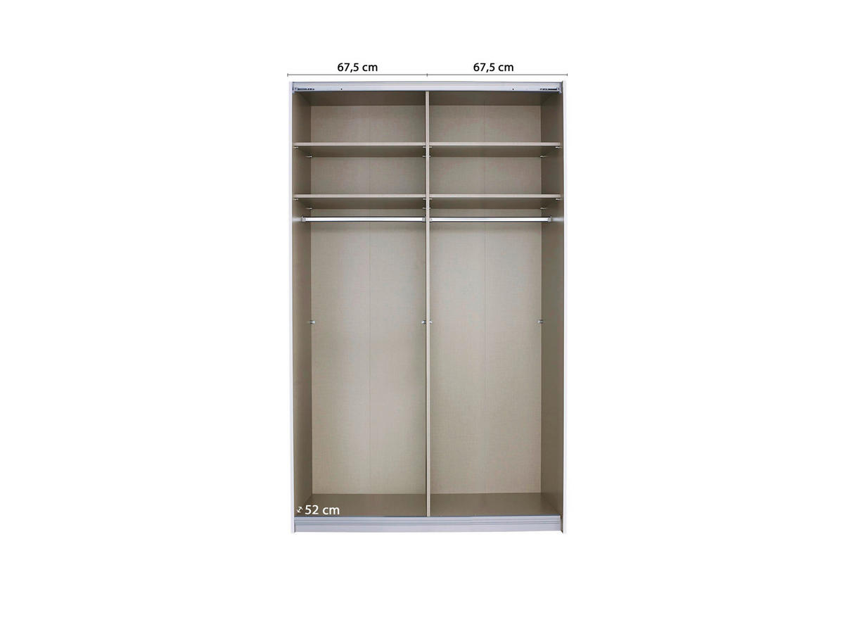 SCHWEBETÜRENSCHRANK 136/229/62 cm 2-türig Silberfarben, Weiß  - Silberfarben/Alufarben, MODERN, Holzwerkstoff/Metall (136/229/62cm)