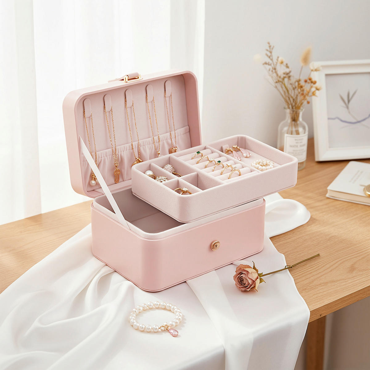 SCHMUCKKÄSTCHEN - Rosa, Trend, Kunststoff/Textil (16/8/11cm) - Boxxx