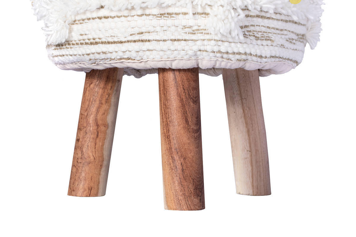 HOCKER in Holz, Textil Creme, Olivgrün  - Creme/Olivgrün, Trend, Holz/Textil (38/50/38cm) - Kayoom