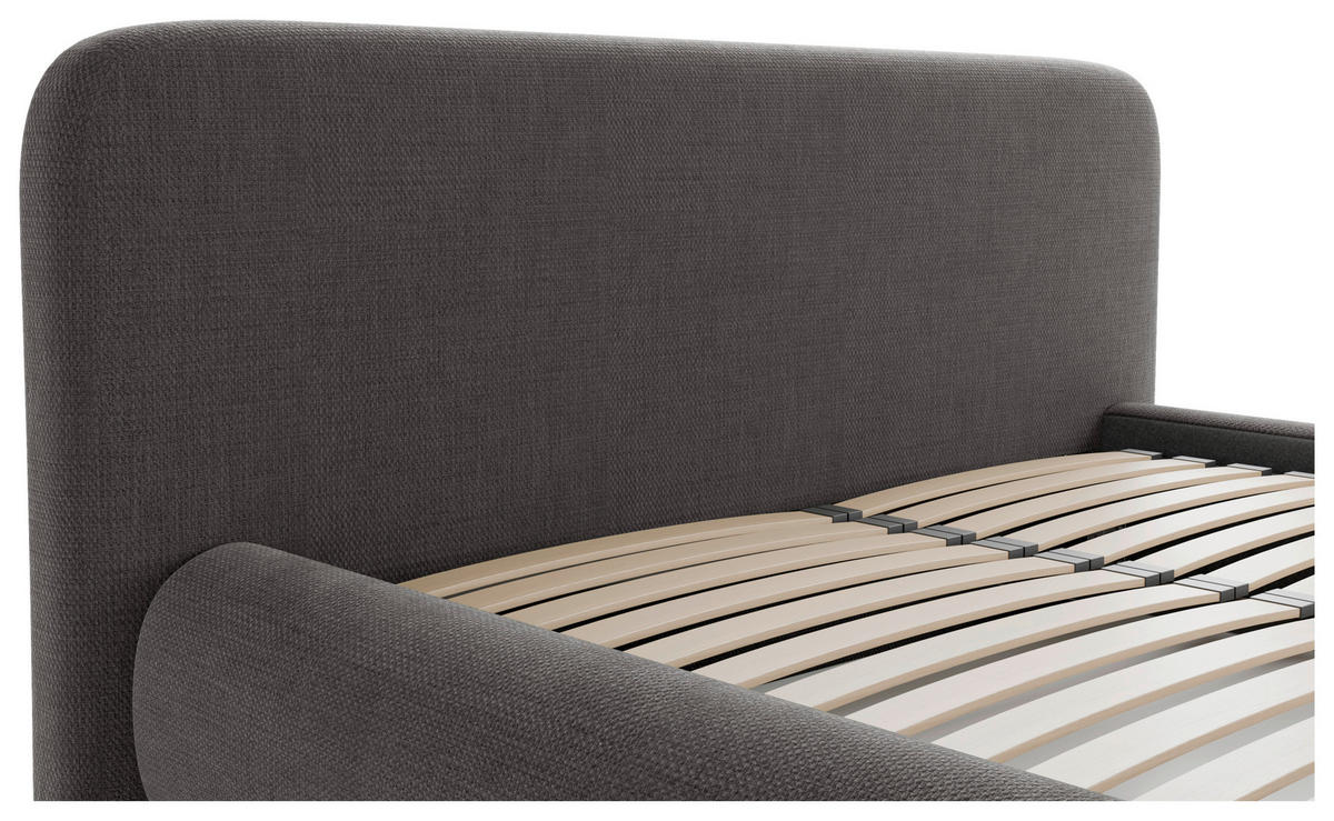 POLSTERBETT 160/200 cm,  in Anthrazit, gepolstertes Kopfteil, Lattenrost, Bettkasten,  - Anthrazit/Schwarz, Design, Holz/Textil (160/200cm) - Chameo