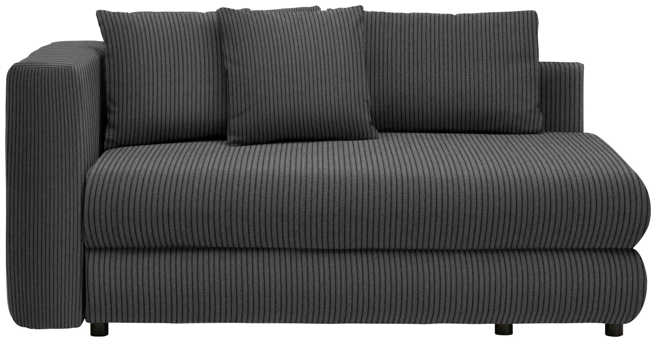 RÉCAMIERE in Cord Graubraun  - Graubraun/Schwarz, Design, Kunststoff/Textil (171/71-88/93cm) - Cantus